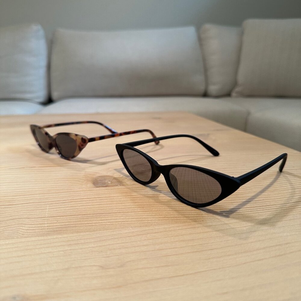 Cat-Eye Sunglasses Set (2 Pairs) - Black & Tortoise